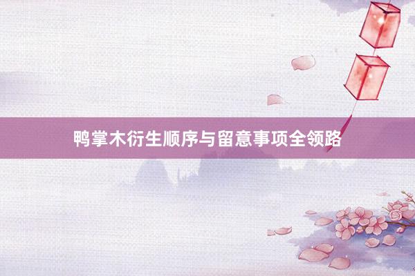 鸭掌木衍生顺序与留意事项全领路